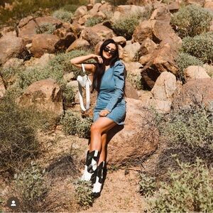 GRLFRND Ellie Denim Mini Dress • Classic Structured Jean Dress • Women’s Size XS